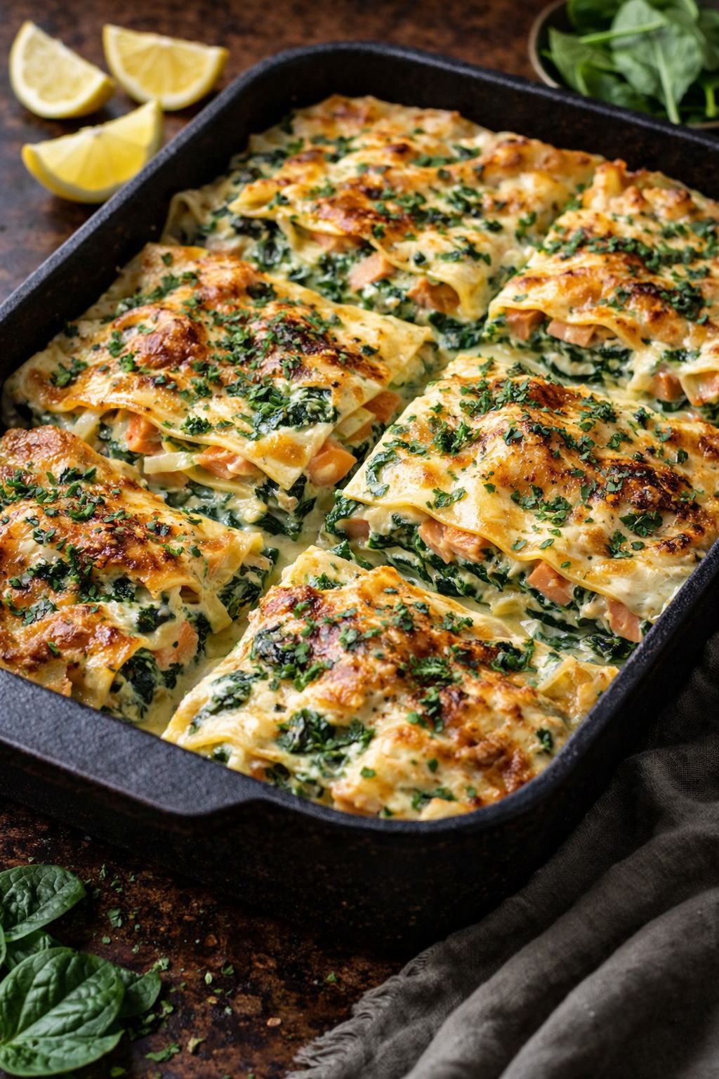 Posna lazanja sa lososom spanaćem i limun sosom 🐟🍋