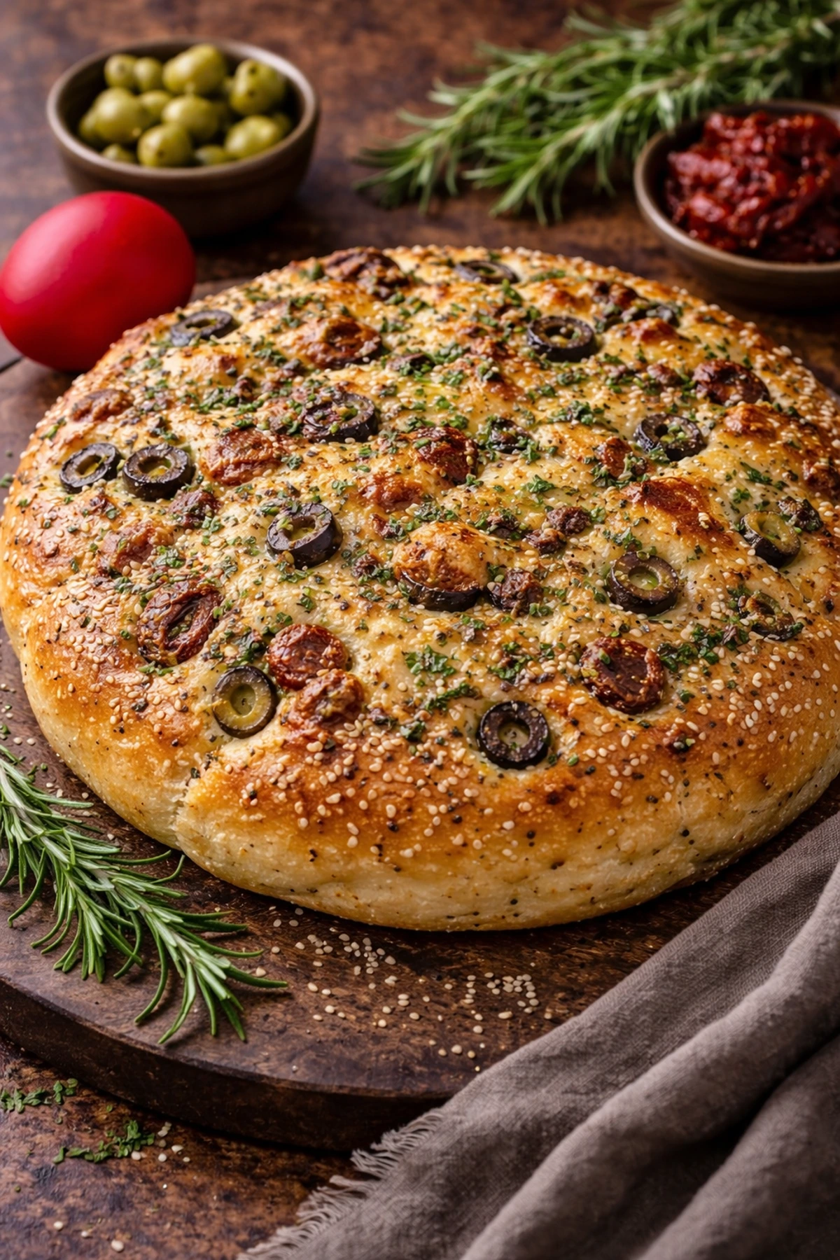 Posna svečana pogača sa maslinama sušenim paradajzom i ruzmarinom 🫒🥖