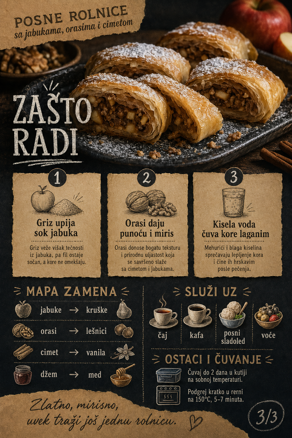 Posne rolnice sa jabukama orasima i cimetom 🍎🌰 - Vizuelni vodič 3/3