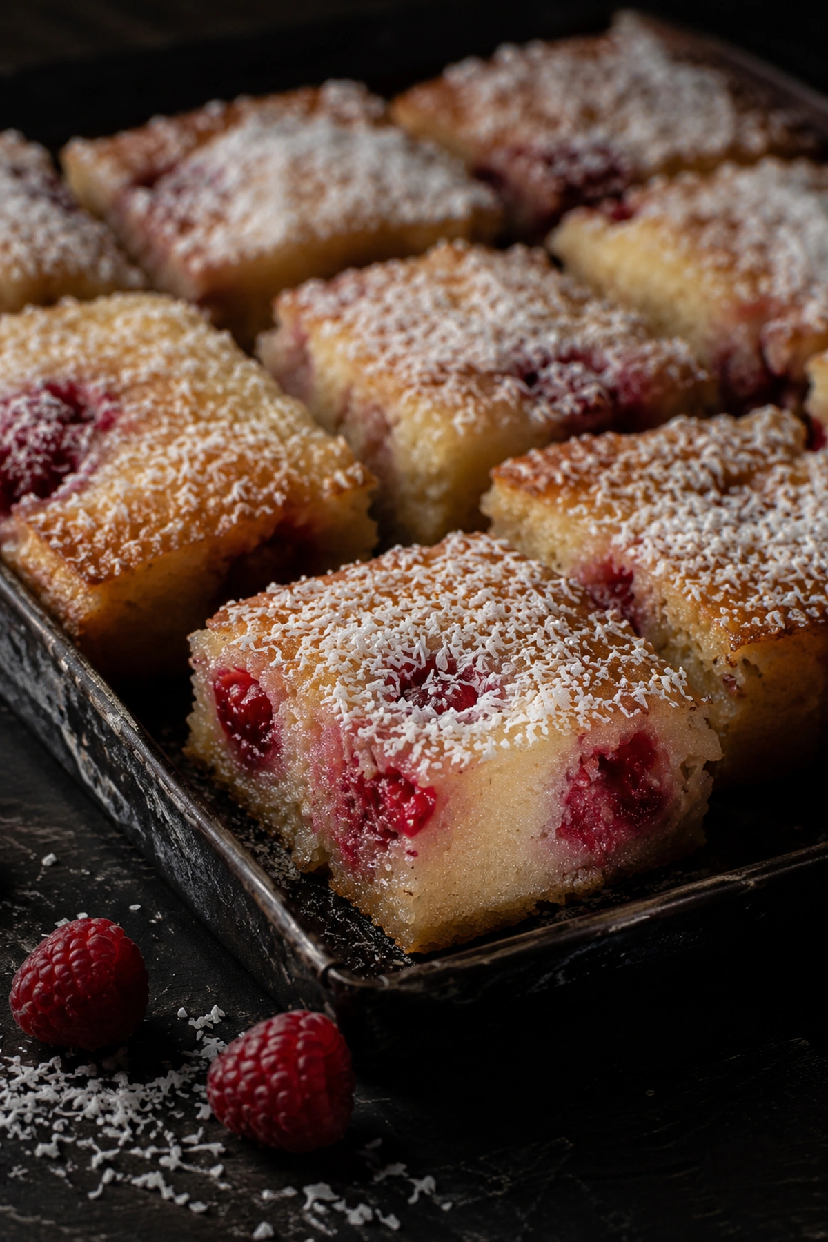 Posni griz kolač sa malinama i kokosom 🍓🥥