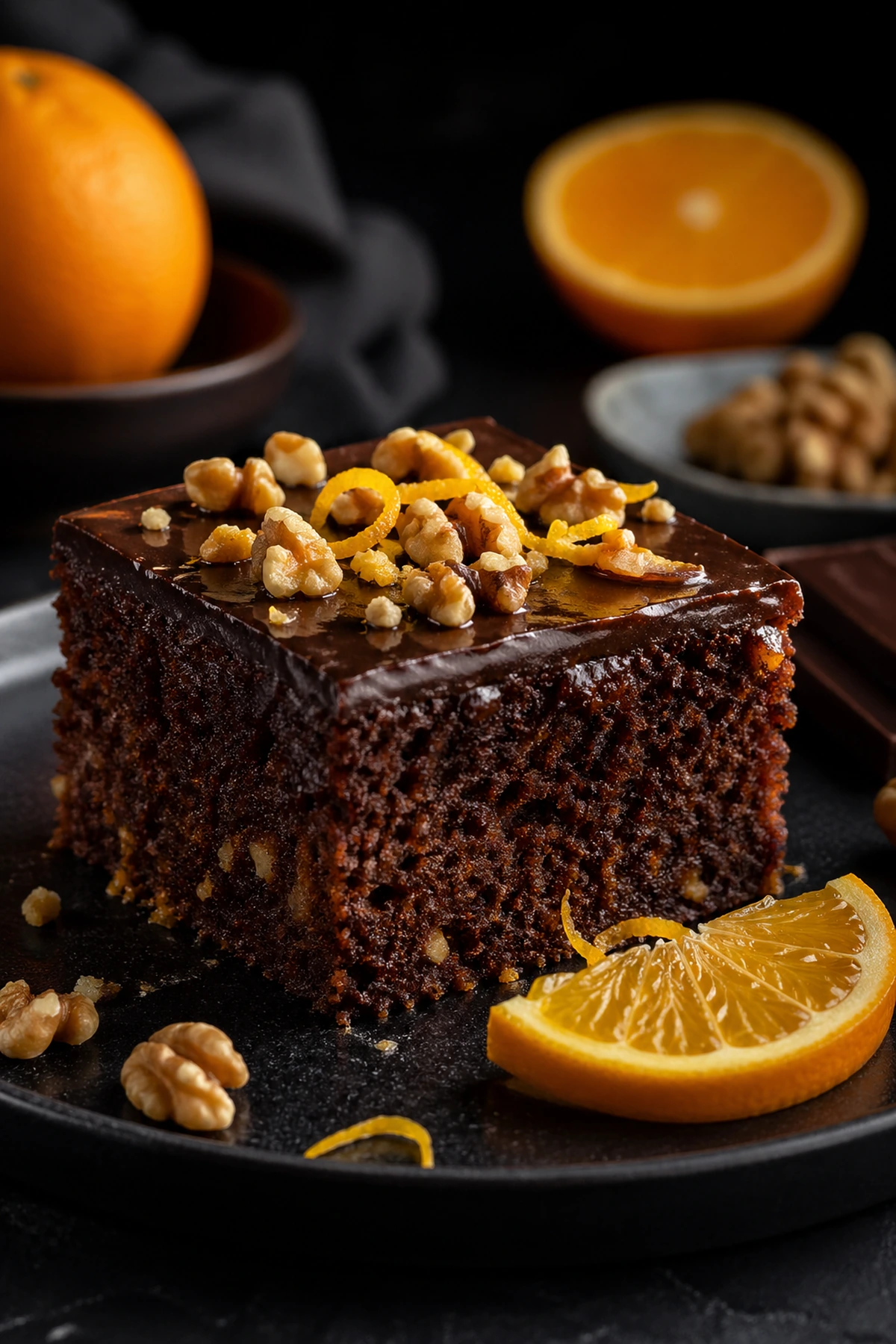 Posni čokoladni kolač sa narandžom i orasima 🍫🍊