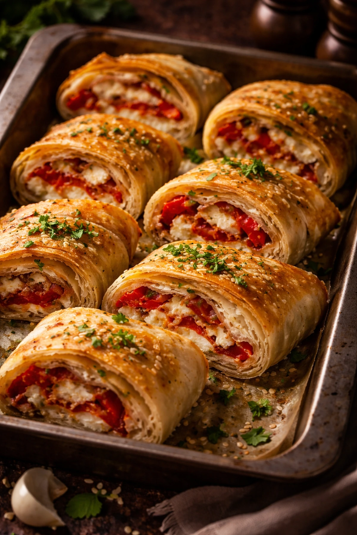 Rolovana pita sa pečenom paprikom i sirom 🌶️🧀