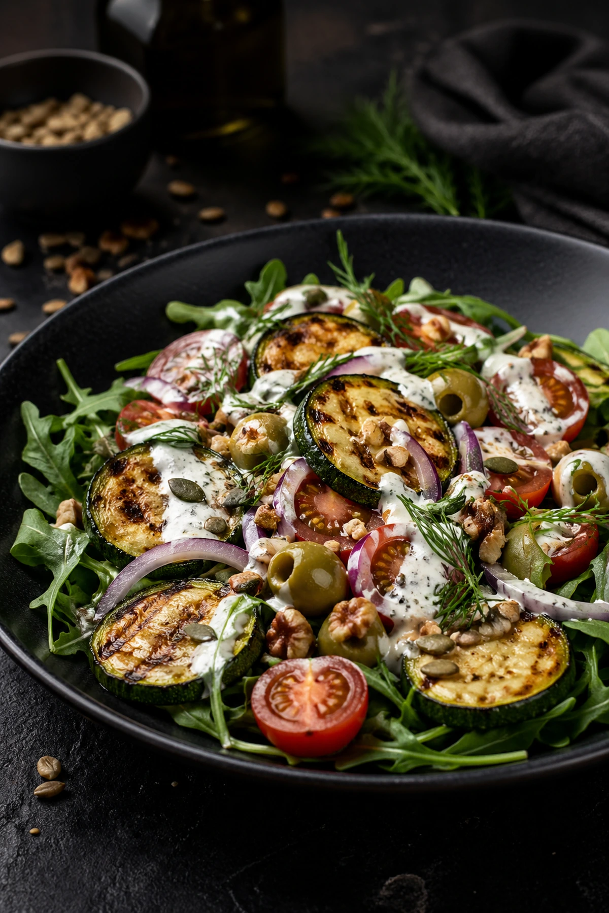 Salata od pečenih tikvica sa jogurt dresingom i hrskavim semenkama 🥗🌿