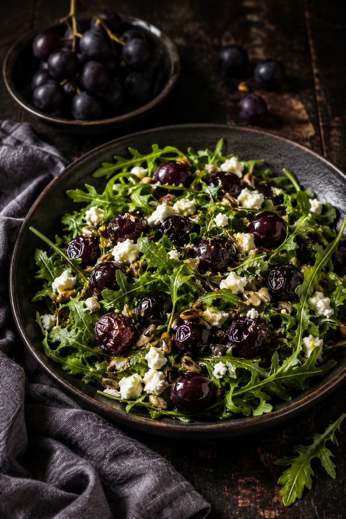 Salata od pečenog grožđa sa sirom i rukolom 🍇🥗