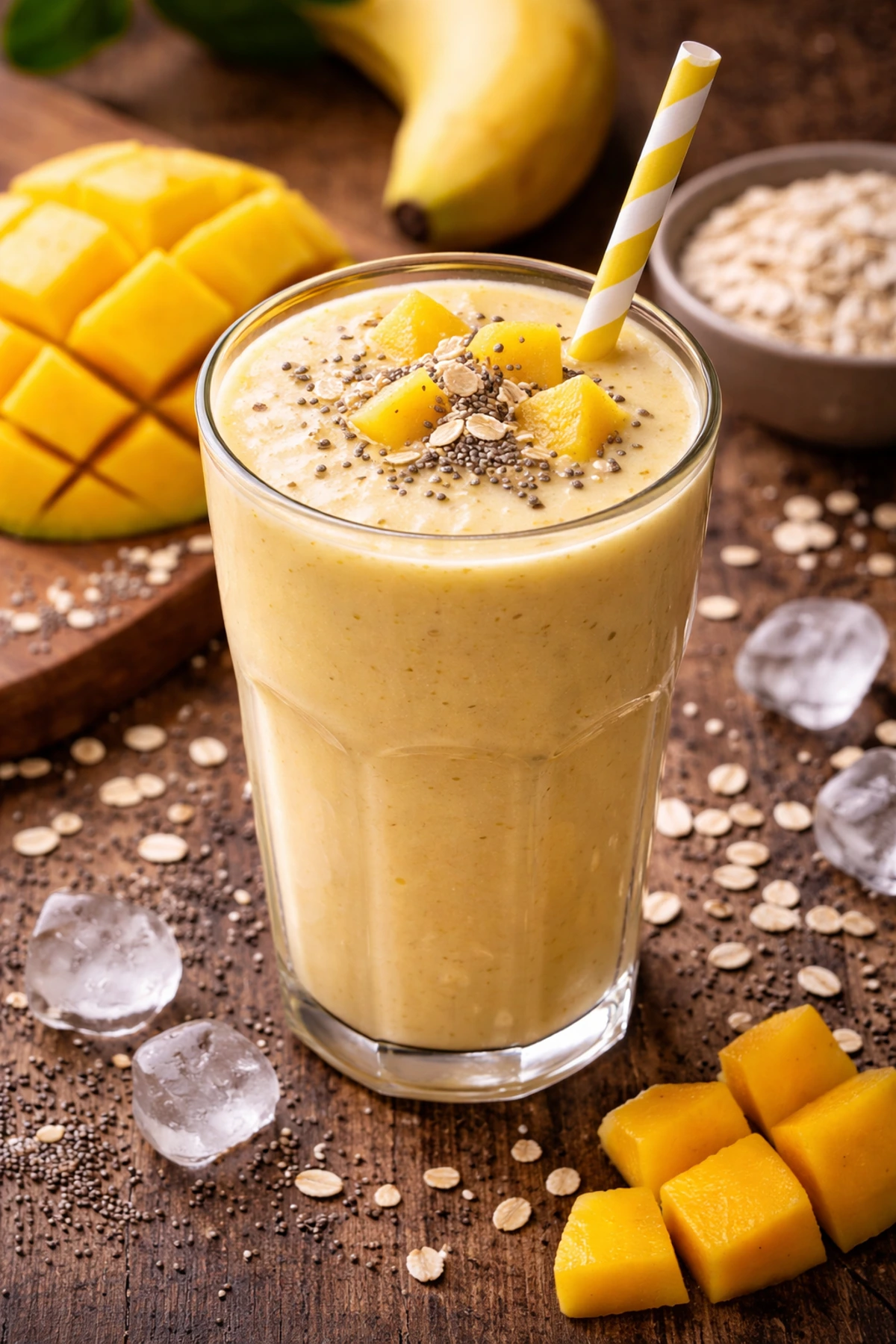 Smuti od manga banane i ovsenih pahuljica 🥭🥤