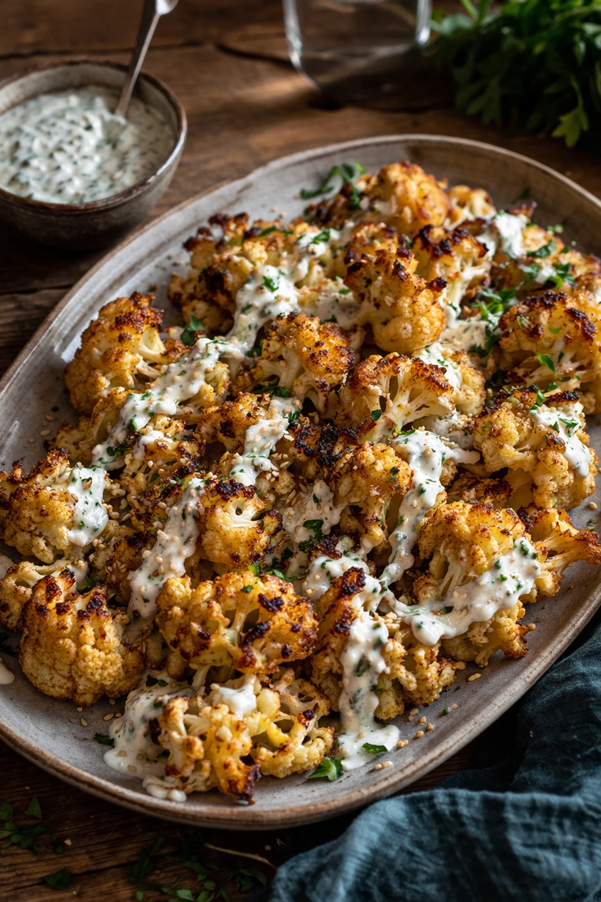 Zapečeni karfiol sa jogurt sosom i susamom 🥦🔥