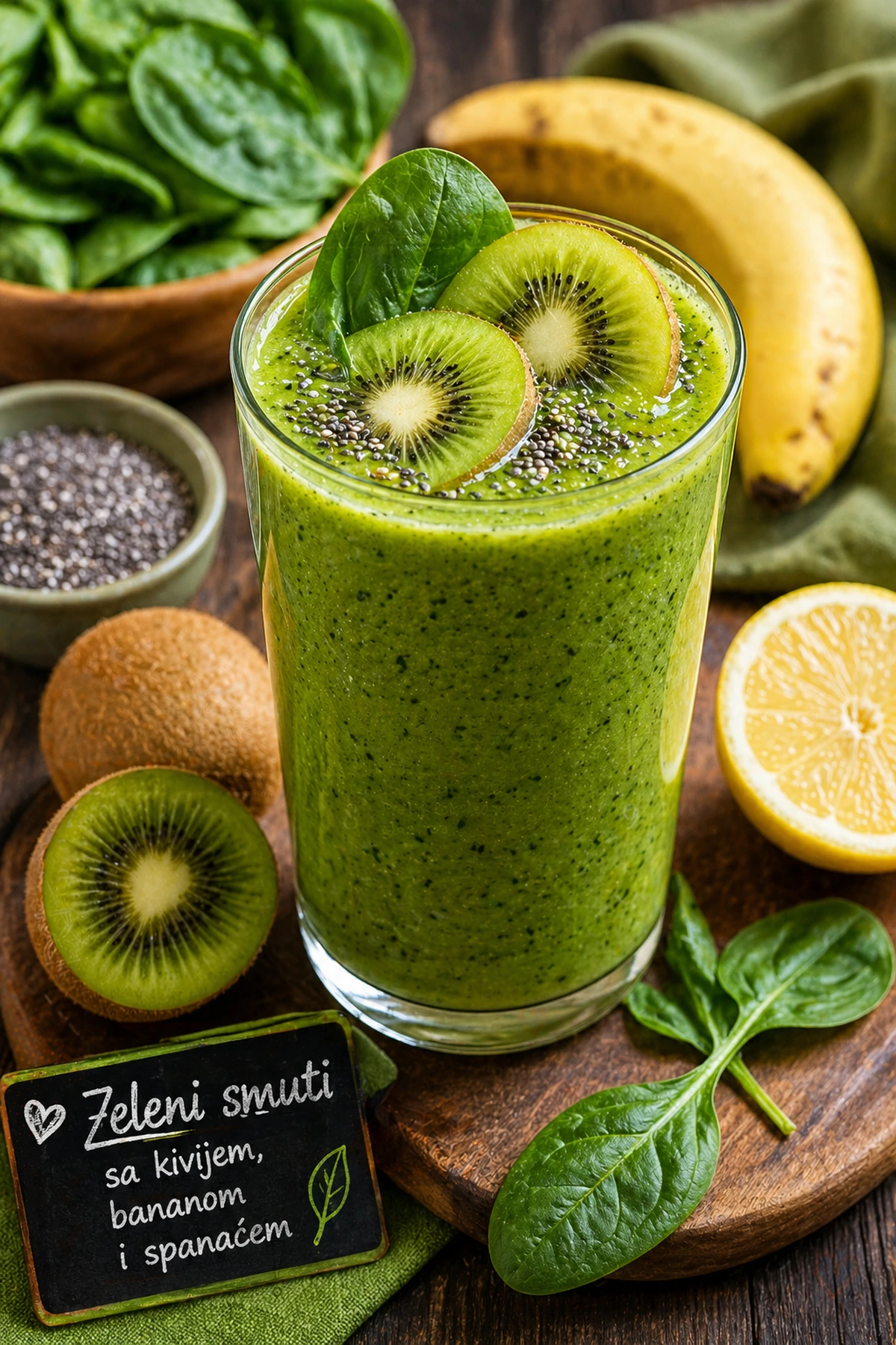 Zeleni smuti sa kivijem bananom i spanaćem 🥝🍌